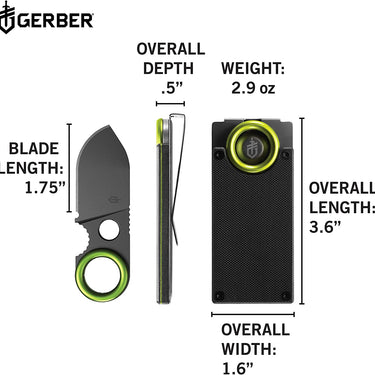 Gerber Gear GDC Pocket Knife Money Clip, Fixed Blade Knife and Case, EDC Gear, Stainless Steel