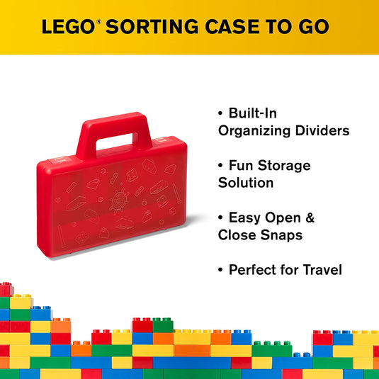 Lego Sorting Box to-Go - Travel Case with Organizing Dividers - Red