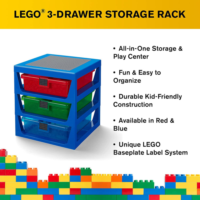 Load image into Gallery viewer, Lego 3-Drawer Storage Rack System, 13-2/3 x 12-3/4 x 15 Inches, Blue
