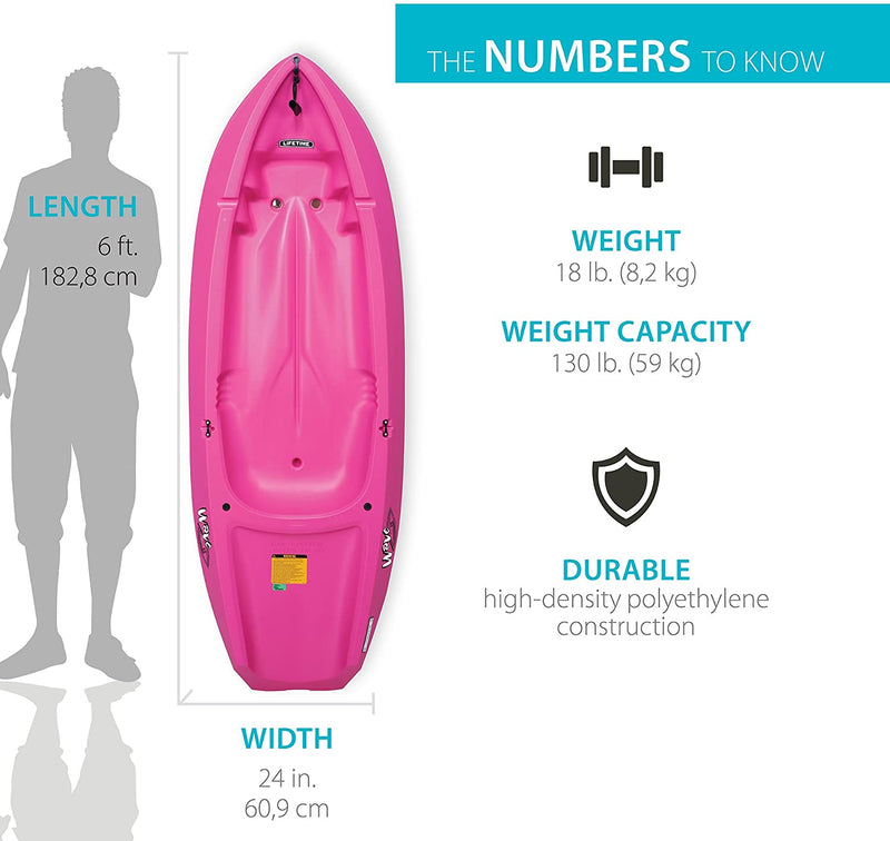 Lifetime Youth Wave Kayak (Paddle Included, Pink, 6' (In-store
