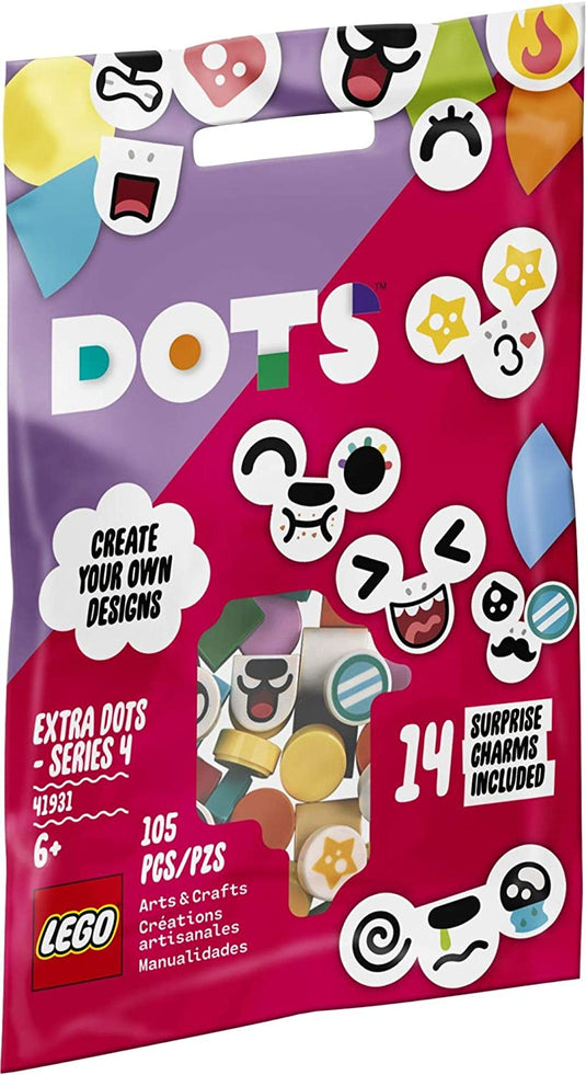 LEGO DOTS Extra DOTS – Series 4 41931 DIY Craft and Collectible Decorations Kit; Creative Fun with Tiles; Perfect for Adding to a Child’s Bracelet Kit or Room Decor, New 2021 (105 Pieces)