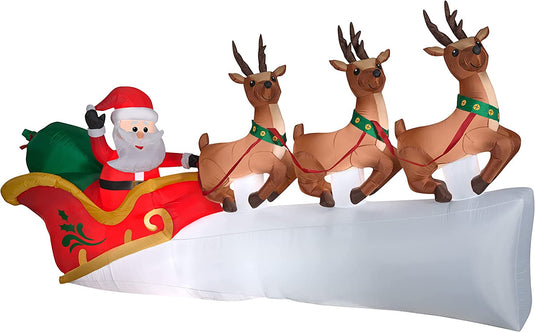 Gemmy Christmas Airblown Inflatable Inflatable Santa's Flying Sleigh, 5.5 ft Tall, White