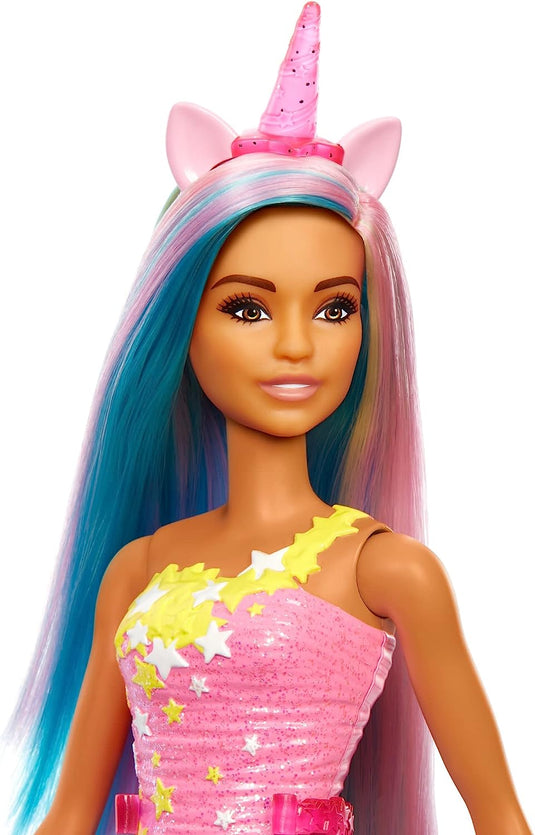 Barbie Dreamtopia Unicorn Doll (Blue & Pink Hair), With Skirt, Removable Unicorn Tail & Headband, Toy for Kids Ages 3 Years Old and Up