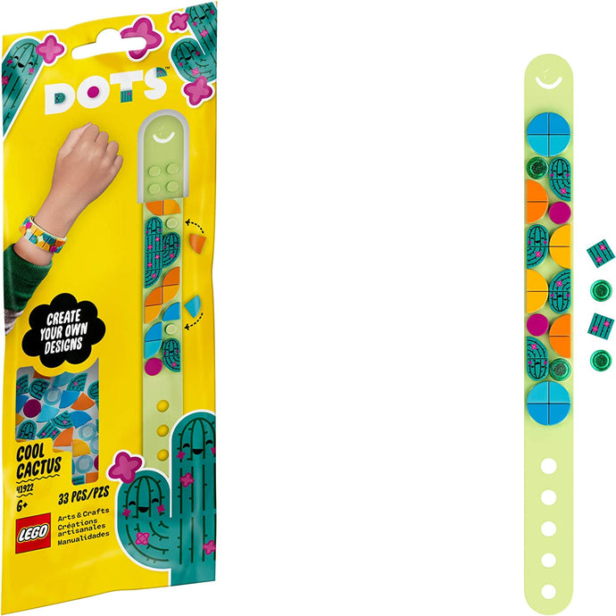 LEGO DOTS Cool Cactus Bracelet 41922 DIY Craft and Bracelet Making Kit; A Cool Design Playset That Encourages Children to Explore Self-Expression Through Creative Activities, New 2021 (33 Pieces)