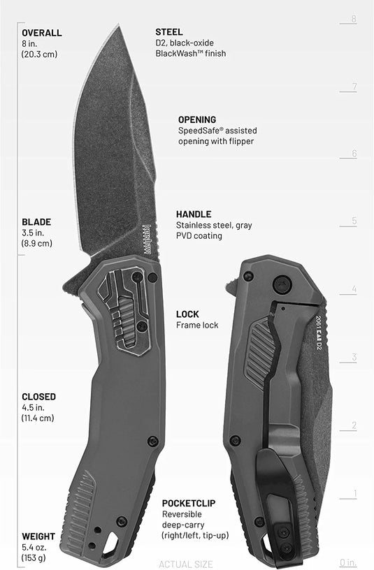 Kershaw Cannonball Drop Point Pocket Knife, 3.5-in. Blade, SpeedSafe Assisted Opening, Frame Lock