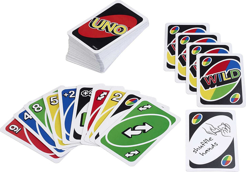 Load image into Gallery viewer, UNO Family Card Game, with 112 Cards in a Sturdy Storage Tin, Travel-Friendly, Makes a Great Gift for 7 Year Olds and Up
