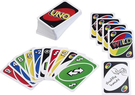 UNO Family Card Game, with 112 Cards in a Sturdy Storage Tin, Travel-Friendly, Makes a Great Gift for 7 Year Olds and Up