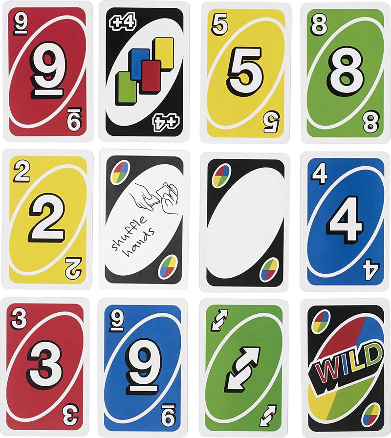 Load image into Gallery viewer, UNO Family Card Game, with 112 Cards in a Sturdy Storage Tin, Travel-Friendly, Makes a Great Gift for 7 Year Olds and Up
