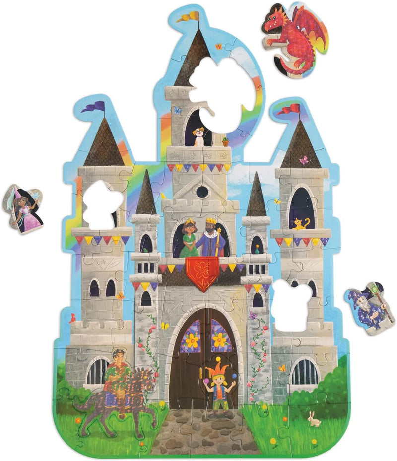Load image into Gallery viewer, Peaceable Kingdom Shimmery Castle Floor Puzzle – Giant Floor Puzzle for Kids Ages 5 &amp; up – Fun-Shaped Puzzle Pieces – Great for Classrooms
