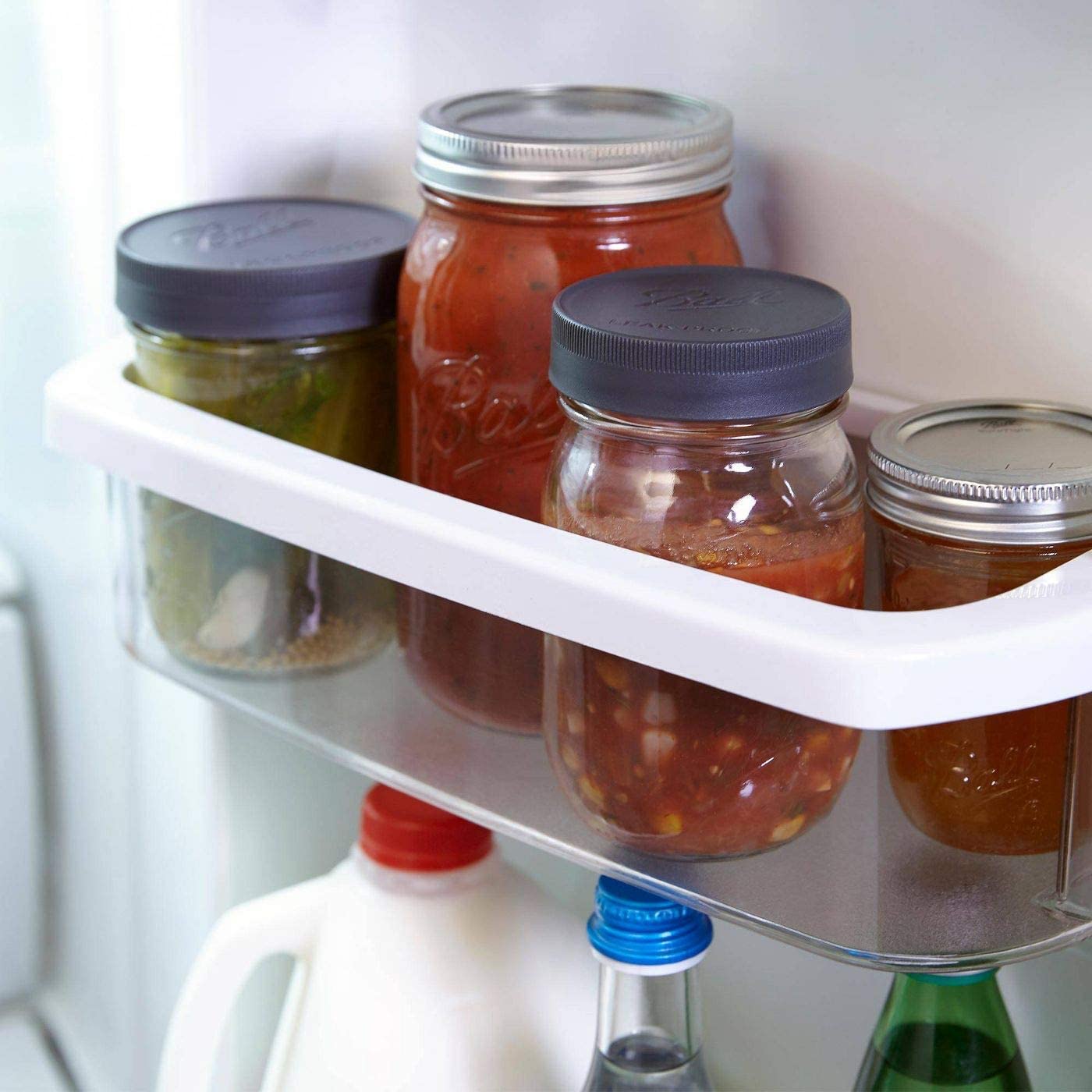 Ball Wide Mouth Leak-Proof Storage Lids (6-Pack) - Grey, By Jarden