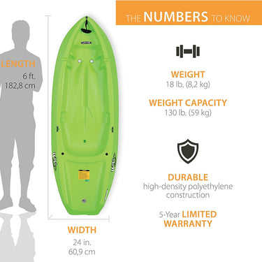Lifetime Youth Wave Kayak with Paddle, 6 Feet, Green