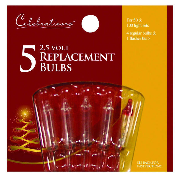 Celebrations Mini Clear 5 ct Replacement Christmas Light Bulbs