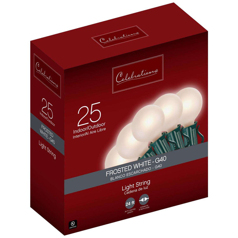 Load image into Gallery viewer, Celebrations Incandescent G40 Globe White 25 ct String Christmas Lights 24 ft.
