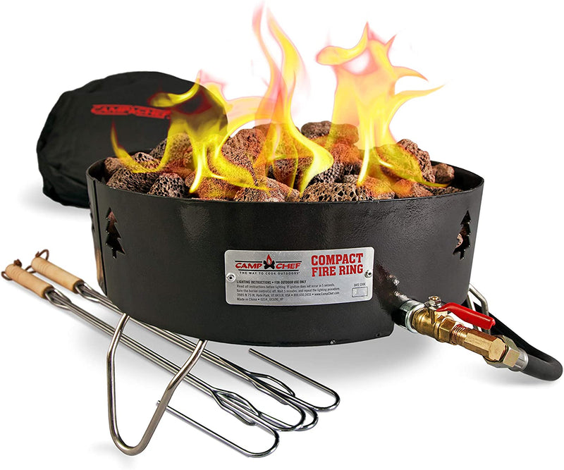 Load image into Gallery viewer, Camp Chef Compact Fire Ring Portable Propane Gas Fire Pit with Carry Kit, 15-Inch Diameter, 55,000 BTU
