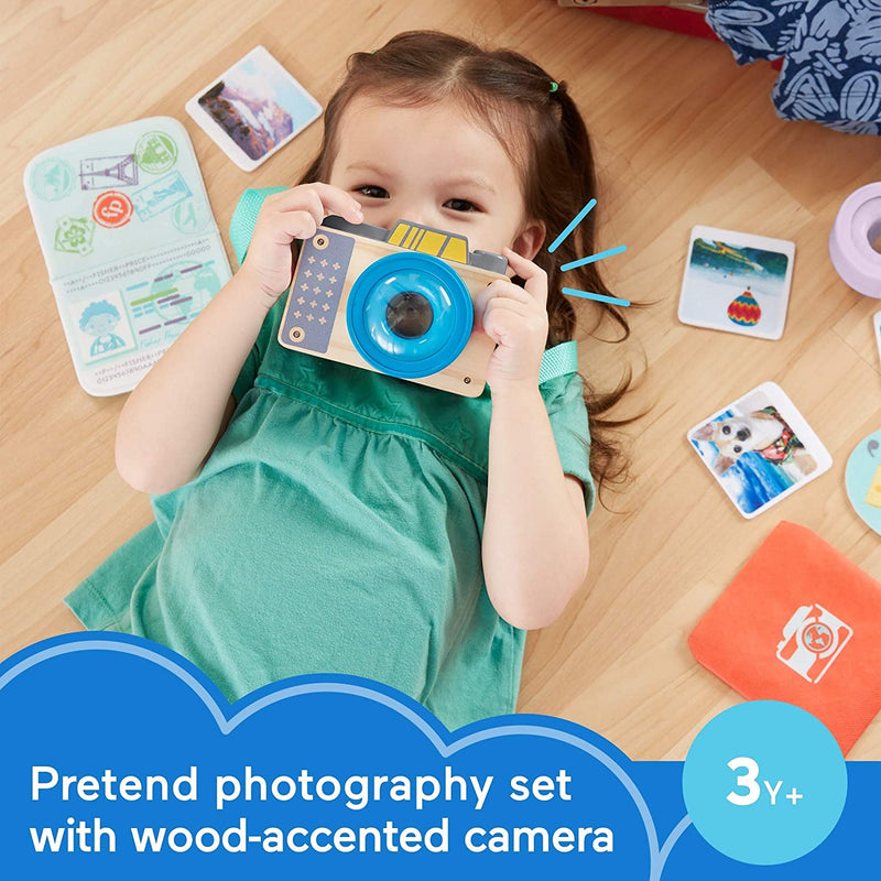 Load image into Gallery viewer, Fisher-Price Click Away Camera Set, 10-piece pretend photography set for preschool kids ages 3 years and up
