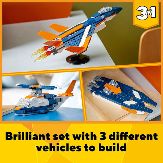 LEGO Creator 3in1 Supersonic-Jet 31126 Building Toy Set for Kids, Boys, and Girls Ages 7+ (215 Pieces)