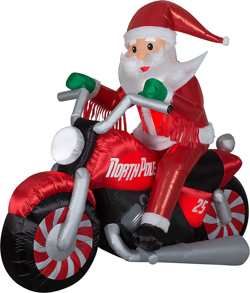 Load image into Gallery viewer, Gemmy Christmas Airblown Inflatable Inflatable Luxe Santa on Christmas Motorcycle, 5.5 ft Tall, red
