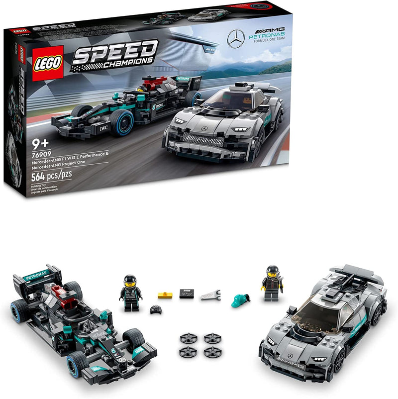 Load image into Gallery viewer, LEGO Speed Champions Mercedes-AMG F1 W12 E Performance &amp; Mercedes-AMG Project One 76909 Building Toy Set for Kids, Boys, and Girls Ages 9+ (564 Pieces)
