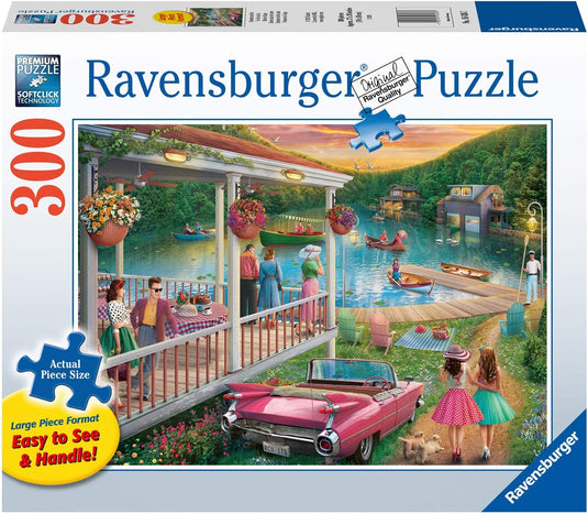 Ravensburger 16438 Summer at The Lake 300 Piece Large Pieces Jigsaw Puzzle for Adults - Every Piece is Unique, Softclick Technology Means Pieces Fit Together Perfectly