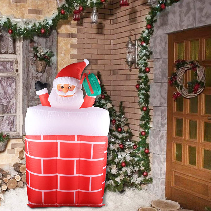 Load image into Gallery viewer, Afirst 5FT Inflatable Santa Claus in Chimney Automatic Up and Down with LED Lights Christmas Decoration for Outdoor Yard Garden Lawn Home
