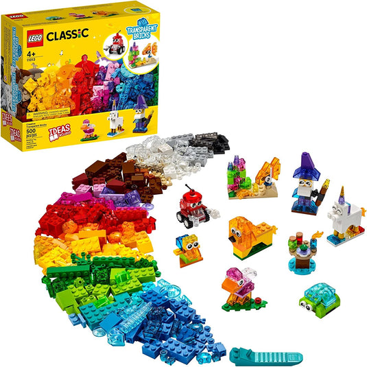 LEGO Classic Creative Transparent Bricks 11013 Building Toy Set for Kids, Boys, and Girls Ages 4+ (500 Pieces)