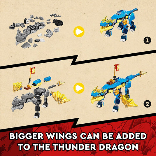 LEGO Ninjago Jay’s Thunder Dragon EVO 71760 Building Toy Set for Kids, Boys, and Girls Ages 6+ (140 Pieces)