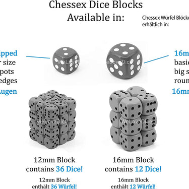 Chessex Dice D6 Sets: Gemini Black & Blue with Gold - 16Mm Six Sided Die (12) Block of Dice, Multicolor