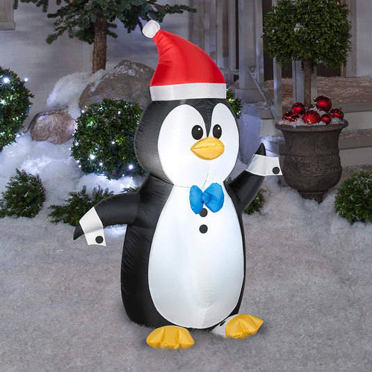 Gemmy Airblown Inflatable Penguin Wearing Tuxedo with Cuff Links - Indoor Outdoor Decoration, 3.5-Foot Tall