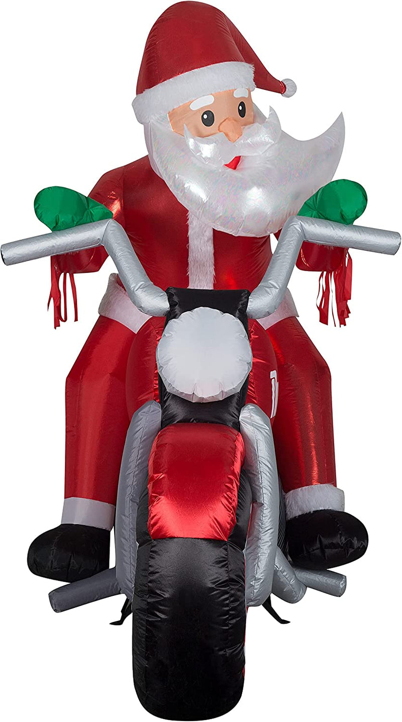 Load image into Gallery viewer, Gemmy Christmas Airblown Inflatable Inflatable Luxe Santa on Christmas Motorcycle, 5.5 ft Tall, red
