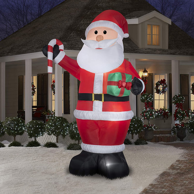 Load image into Gallery viewer, Gemmy Industries 12&#39; Giant, Air Blown Santa with Gift and Candy Cane
