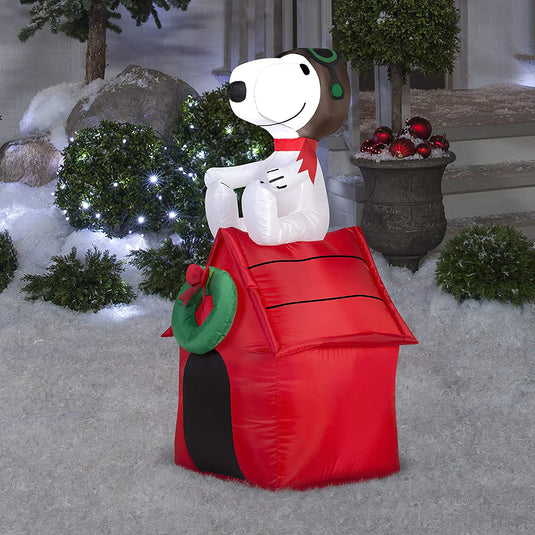 Gemmy Inflatable Snoopy on House, 3.5 Foot Holiday Inflatables Outdoor Decorations