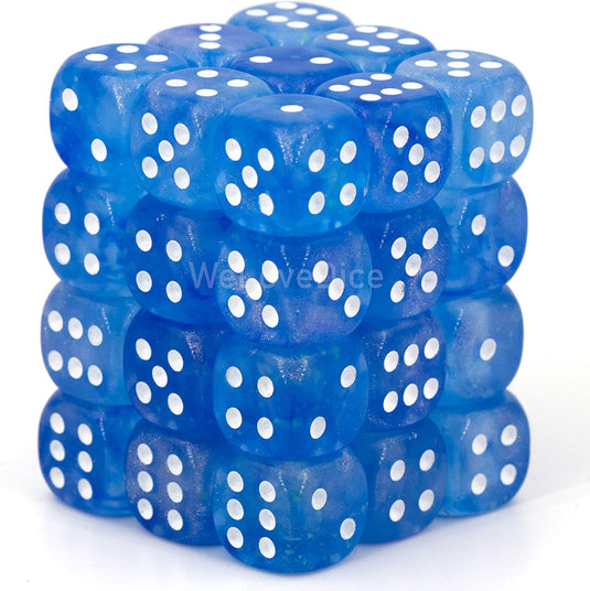Chessex Borealis 12mm d6 Sky Blue/white Luminary Dice Block (36 dice)