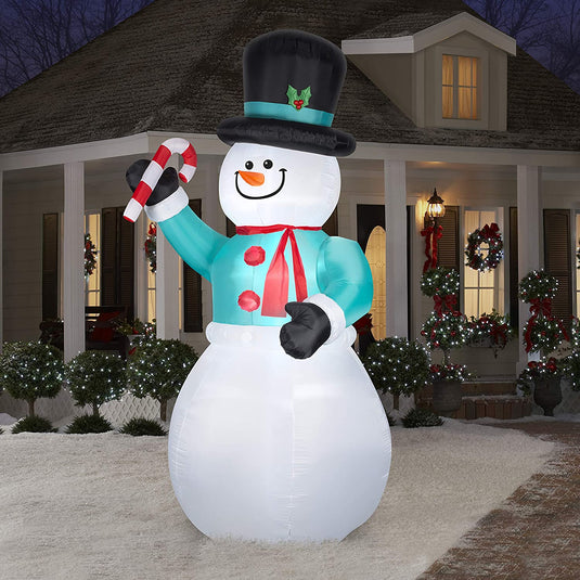 Airblown Inflatables Gemmy Snowman with Candycane Christmas Inflatable Multicolored