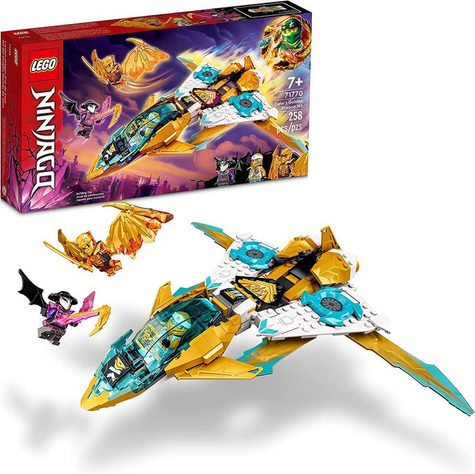 LEGO NINJAGO Zane’s Golden Dragon Jet 71770 Ninja Building Toy Set for Boys, Girls, and Kids Ages 7+ (258 Pieces)