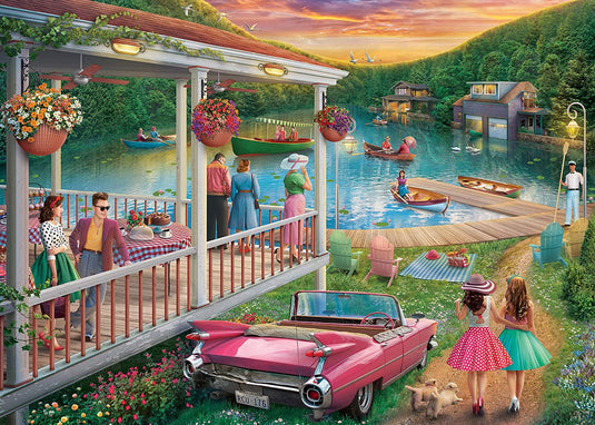 Ravensburger 16438 Summer at The Lake 300 Piece Large Pieces Jigsaw Puzzle for Adults - Every Piece is Unique, Softclick Technology Means Pieces Fit Together Perfectly