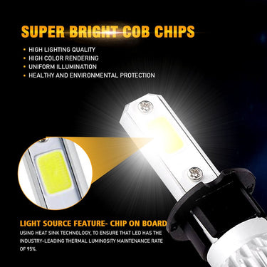 AUXBEAM H3 LED Headlight Bulbs S2-Series COB 270°/360° Beam 8000LM