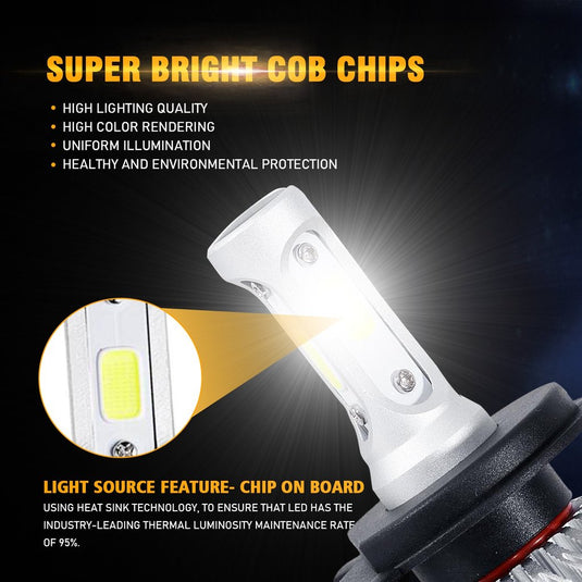 AUXBEAM LED Head Light Bulbs H4/9003 S2-Series COB 270°/360° Beam 8000LM