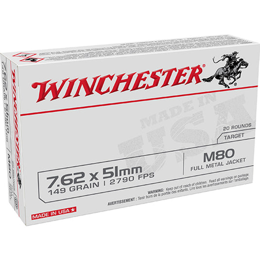 Winchester USA 7.62x51mm NATO 149gr, Full metal Jacket Lead Core