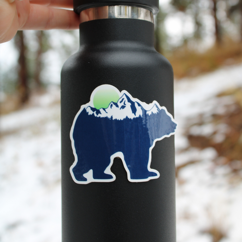 Load image into Gallery viewer, Blue Bear Who Carries the Mountains on his Back Sticker
