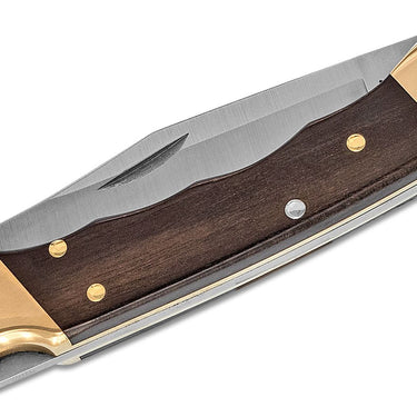 Buck Knives - 110 Folding Hunter Knife with Finger Grooves and Leather Sheath