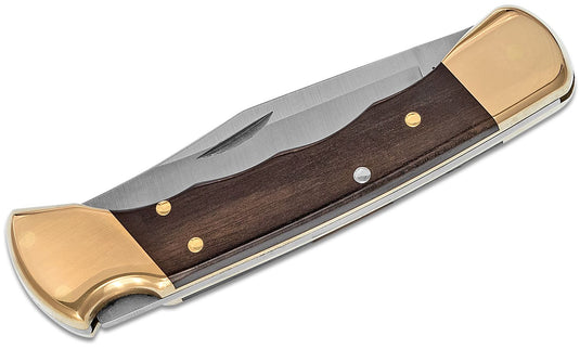 Buck Knives - 110 Folding Hunter Knife with Finger Grooves and Leather Sheath