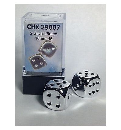 Chessex: Silver Metallic D6 Dice (Pair)
