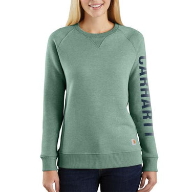 Carhartt Women's Relaxed Fit Midweight Crewneck Block Logo Sleeve Graphic Sweatshirt