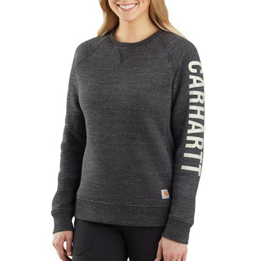 Carhartt Women's Relaxed Fit Midweight Crewneck Block Logo Sleeve Graphic Sweatshirt