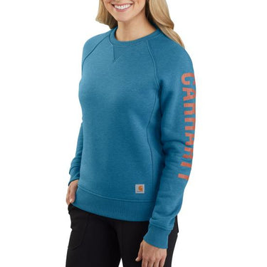 Carhartt Women's Relaxed Fit Midweight Crewneck Block Logo Sleeve Graphic Sweatshirt