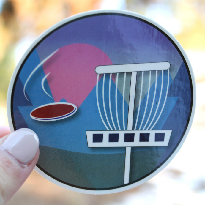 Disc Golf Pink Sun Sticker