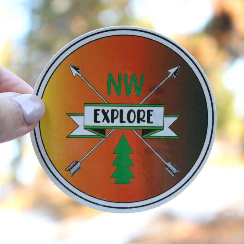 Load image into Gallery viewer, Explore NW Green and Orange Arrows Sticker

