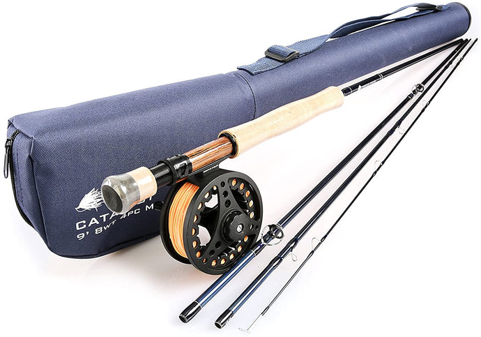 Creative Angler Catalyst Fly Rod and Fly Reel Combo 8wt with Bass Fly Selection for Fly Fishing