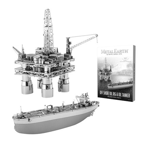 Offshore Oil Rig and Oil Tanker Metal Earth Model Kit Se
