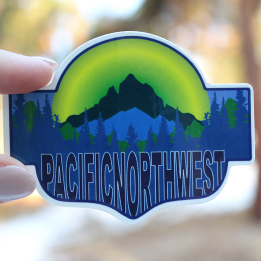 Pacific Northwest Green Mountain Glow Sticker